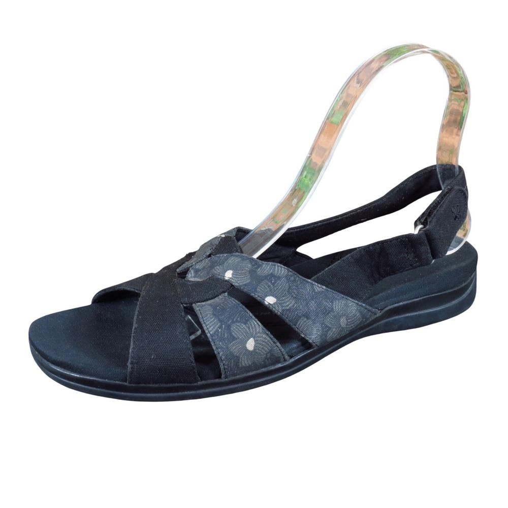 Grasshoppers Dazzle Women Slingback Sandal Sz 8.5 M Casual Walking Black Canvas